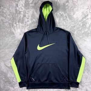 Nike Therma-Fit Hoodie Mens‎ Medium Black Neon Jacket Polyester Performance